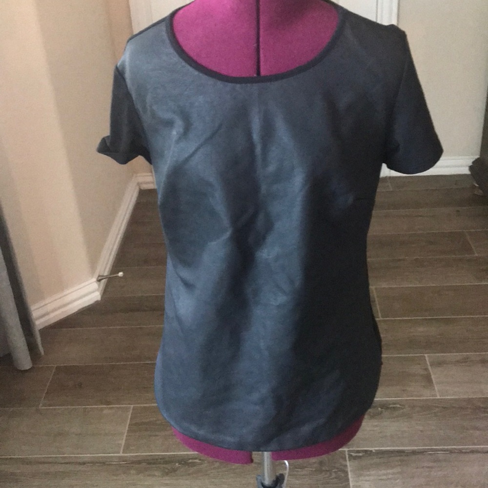 Leather like front and t shirt back top